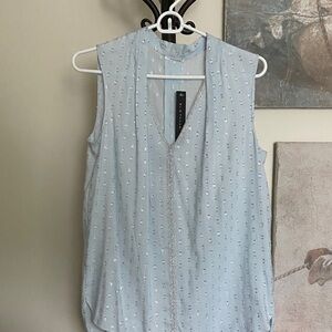 Ellie Tahari Sky Blue with silver thread, sleeveless blouse